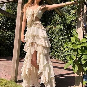 Free people eternal maxi dress high low skirt two pieces set